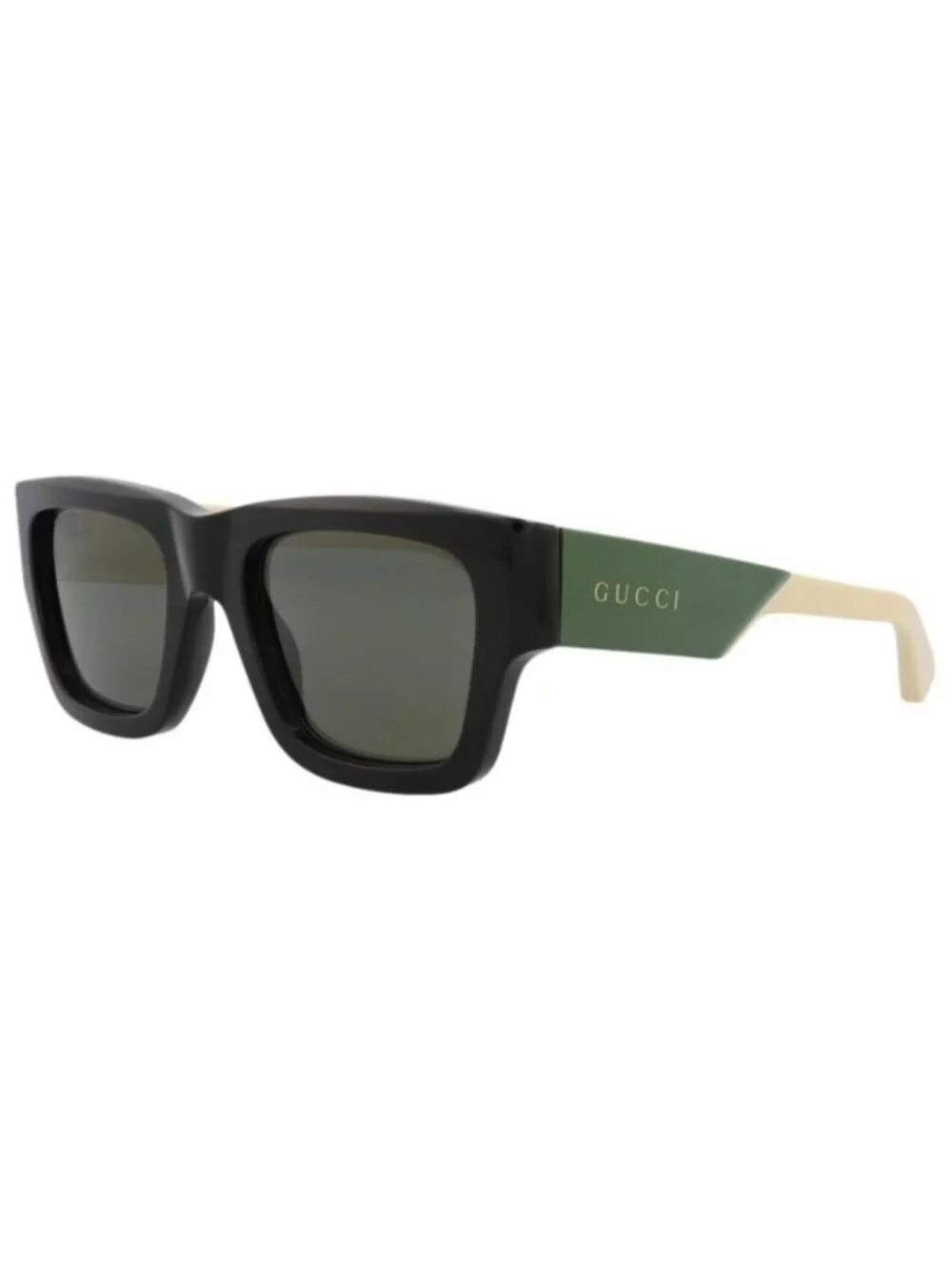 New Gucci Mens Square/Rectangle Black Ivory Grey Fashion Designer Sunglasses